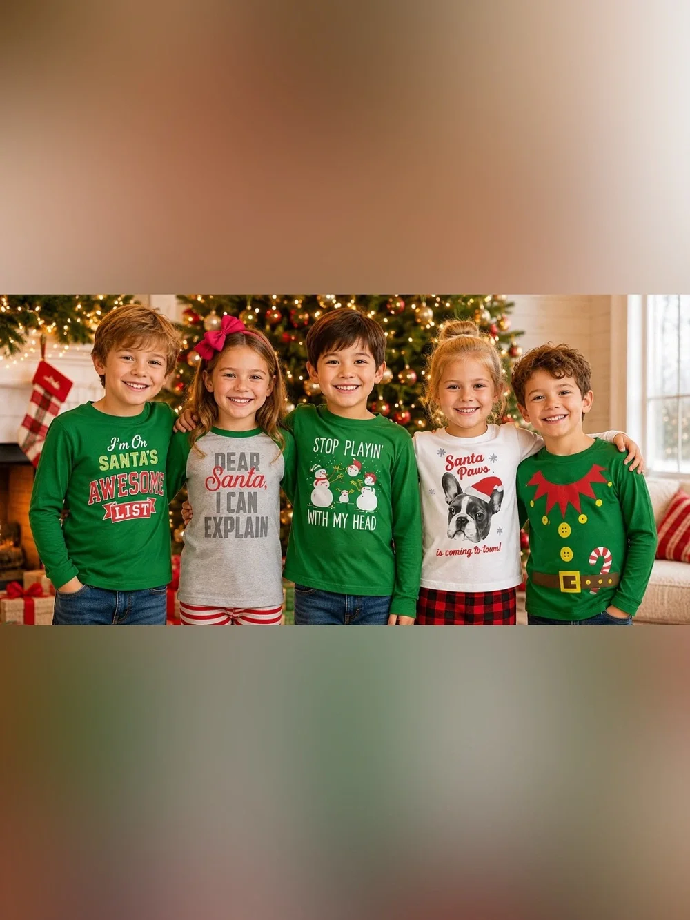 Kids Christmas Shirt Bundle 5PC Size 4/5 Small Holiday Graphic Tops Festive